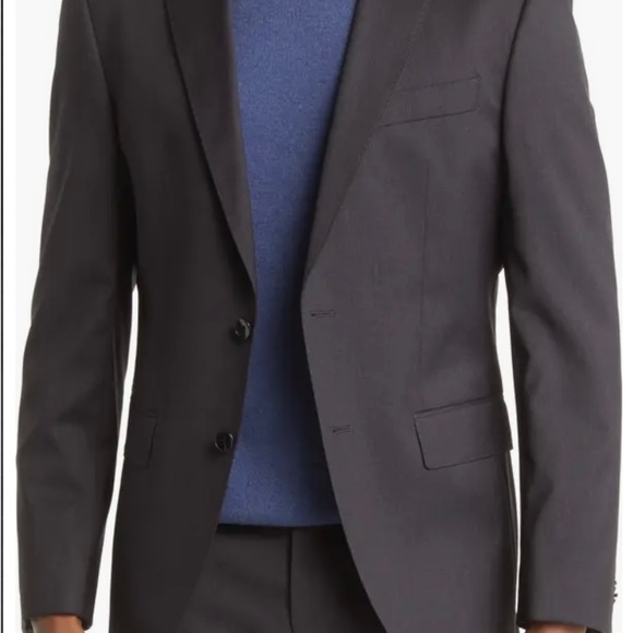 Hugo Boss 100% virgin wool men’s suit jacket size 38S 2button dark gray - Picture 2 of 16